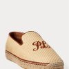Beige Polo Ralph Lauren Canvas-Loafer mit Stickerei für Herren