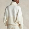 Beige Ralph Lauren Damen-Sweatshirts mit Trichterhalsausschnitt und Einsätzen aus Fleece