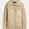 Beige Ralph Lauren Hybrid-Jacken mit hochflorigem und Ripstop-Einsatz für Damen