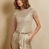 Beige Ralph Lauren Mesh-Kurzarmpullover für Damen