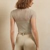 Beige Ralph Lauren Mesh-Kurzarmpullover für Damen