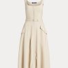 Beige Ralph Lauren Semira Tageskleid aus Wollgabardine für Damen