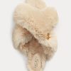 Beige Ralph Lauren Sydni Flache Schuhe aus Kunstpelz für Damen