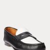 Beige / Weiße Ralph Lauren Chalmers Penny Loafer aus Kalbsleder für Damen