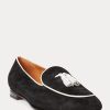 Beige / Weiße Ralph Lauren Laurel Tassel Loafer aus Ziegenwildleder für Damen