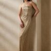Beiges, verziertes Abendkleid Collingwood von Ralph Lauren für Damen