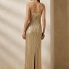 Beiges, verziertes Abendkleid Collingwood von Ralph Lauren für Damen