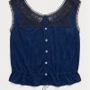 Blaue Camisole-Oberteile mit Häkelbesatz für Damen von Ralph Lauren Indigo