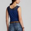 Blaue Camisole-Oberteile mit Häkelbesatz für Damen von Ralph Lauren Indigo