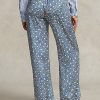 Blaue Damenhose aus Satin mit weitem Bein und Sternenmotiv von Ralph Lauren