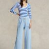 Blaue Fleece-Jogginghose mit abgeschnittenem Saum von Ralph Lauren für Damen