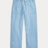Blaue Fleece-Jogginghose mit abgeschnittenem Saum von Ralph Lauren für Damen
