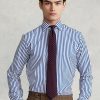 Blaue formelle Hemden aus gestreifter Popeline von Ralph Lauren Regent Custom Fit für Herren