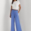 Blaue Georgette-Hose mit Falten für Damen von Ralph Lauren