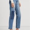Blaue, gerade geschnittene High-Rise-Jeans von Ralph Lauren für Damen