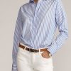 Blaue gestreifte Baumwollhemden „Adrien“ von Ralph Lauren für Damen