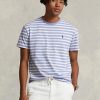 Blaue Herren Ralph Lauren Custom Slim Fit gestreifte Jersey-T-Shirts
