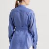 Blaue Leinenhemden mit Gürtel für Damen von Ralph Lauren