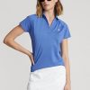 Blaue Poloshirts aus Mesh mit gewellter Knopfleiste von Ralph Lauren für Damen