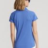 Blaue Poloshirts aus Mesh mit gewellter Knopfleiste von Ralph Lauren für Damen