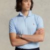 Blaue Poloshirts aus weicher Baumwolle im Custom Slim Fit von Ralph Lauren für Herren