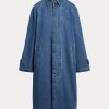 Blaue Ralph Lauren-Automäntel aus Baumwoll-Seiden-Mischgewebe für Damen