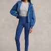 Blaue Ralph Lauren Damen-Stretch-Leggings mit Steg