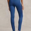 Blaue Ralph Lauren Damen-Stretch-Leggings mit Steg