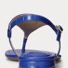 Blaue Ralph Lauren Ellington Sandalen aus geprägtem Leder für Damen