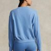 Blaue Ralph Lauren Fleece-Sweatshirts mit Rundhalsausschnitt für Damen