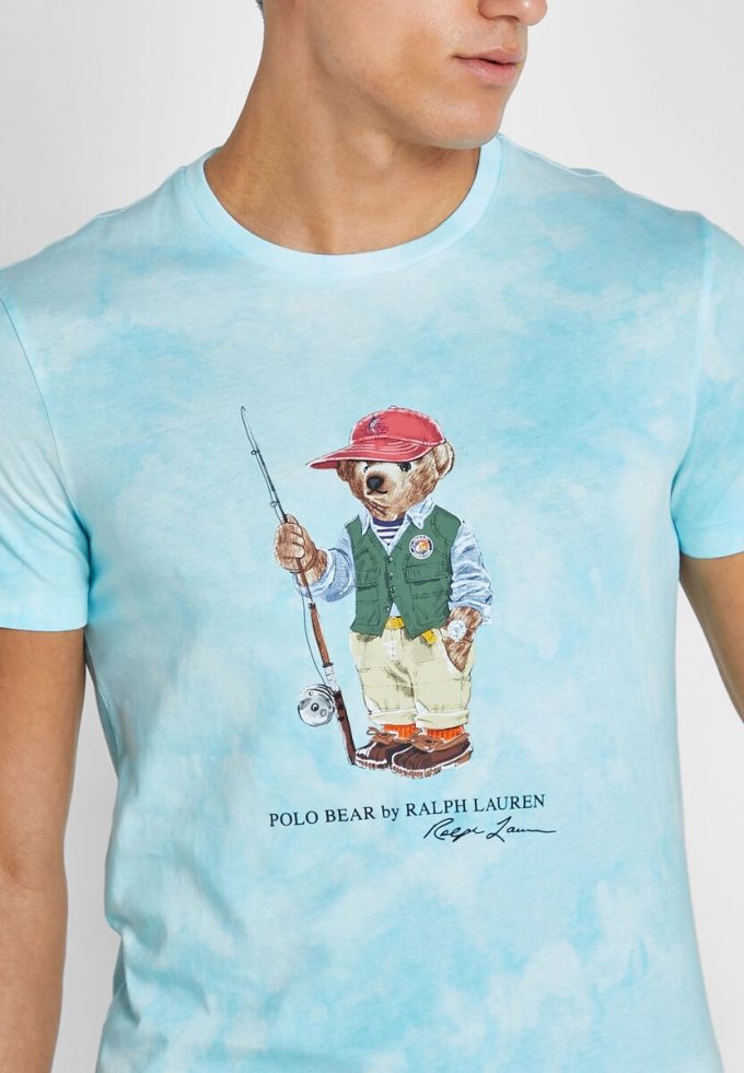 Blaue Ralph Lauren Graphic T-Shirts mit Rundhalsausschnitt für Herren