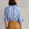Blaue Ralph Lauren High-Low-Hemden aus Baumwolle für Damen