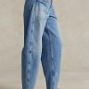 Blaue Ralph Lauren High-Rise Tapered Fit Jeans für Damen
