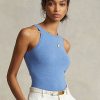 Blaue Ralph Lauren Kaschmir-Tanktops für Damen