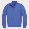 Blaue Ralph Lauren Pullover aus Baumwolle mit Viertelreißverschluss und Netzstrick für Herren