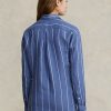 Blaue Ralph Lauren Relaxed Fit Leinenhemden mit Streifen für Damen