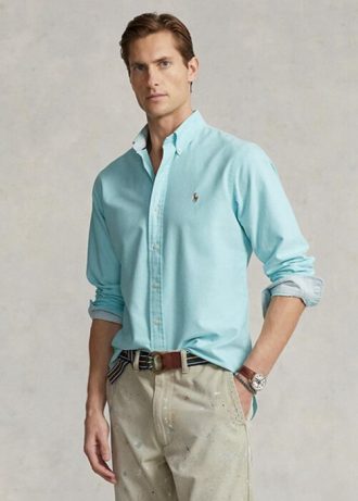Blaue Ralph Lauren Slim Fit Oxford-Hemden für Herren