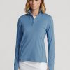 Blaue Ralph Lauren Stretch-Jersey-Sweatshirts mit Viertelreißverschluss für Damen