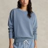 Blaue Ralph Lauren Sweatshirts mit Rundhalsausschnitt aus Bio-Baumwolle für Damen