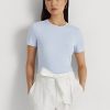Blaue Ralph Lauren T-Shirts aus Stretch-Baumwolle für Damen