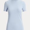 Blaue Ralph Lauren T-Shirts aus Stretch-Baumwolle für Damen
