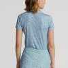 Blaue Ralph Lauren Tailored Fit Jersey-Hemden mit Blumenmuster für Damen