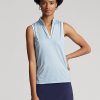 Blaue ärmellose Piqué-Hemden im Tailored Fit von Ralph Lauren für Damen