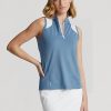 Blaue ärmellose Piqué-Hemden im Tailored Fit von Ralph Lauren für Damen