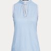 Blaue ärmellose Piqué-Hemden im Tailored Fit von Ralph Lauren für Damen