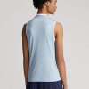 Blaue ärmellose Piqué-Hemden im Tailored Fit von Ralph Lauren für Damen