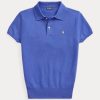 Blaue Slim Fit Poloshirts aus Kaschmir von Ralph Lauren für Damen