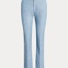 Blaue, verkürzte Chambray-Kick-Flare-Hose von Ralph Lauren für Damen