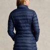 Blaue, verstaubare, gesteppte Taftmäntel von Ralph Lauren für Damen