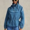 Blaue, verstaubare Ripstop-Windjacke von Ralph Lauren für Damen